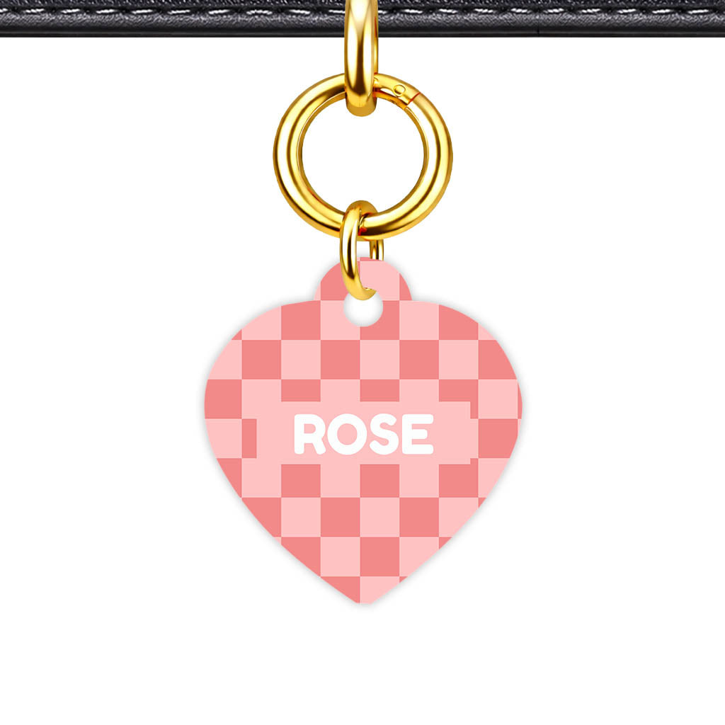 Patterns Dog Tag Gold Classic Vol 1 | 5 Designs | Heart Bone Circle | Pet ID Tag - Classic Id Unique Blush Check Classic Pet Id Dog Tag And Cat Tag Pattern 0066