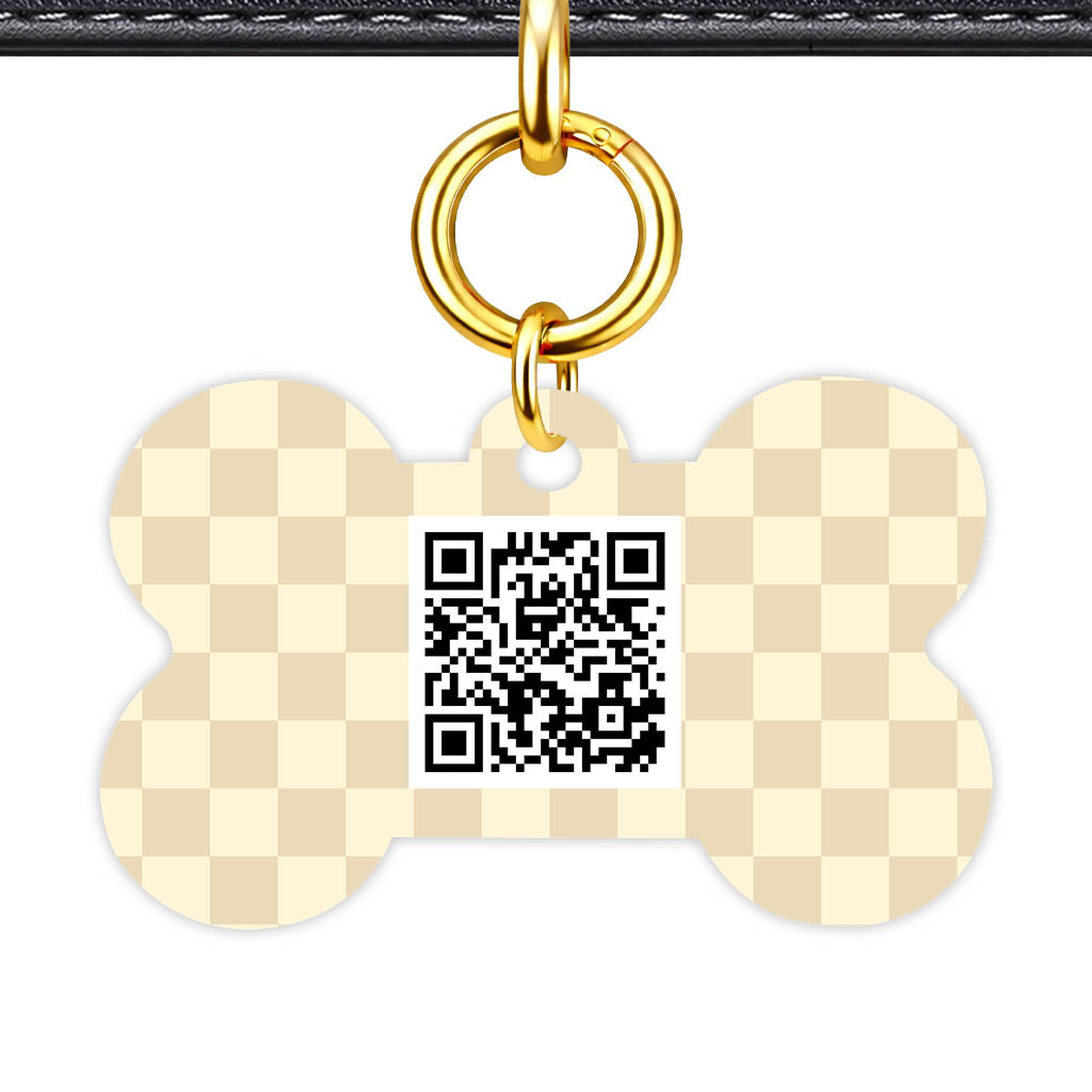 Cream Check QR Smart Pet Id Tag Tag (Dog Tag & Cat Tag)