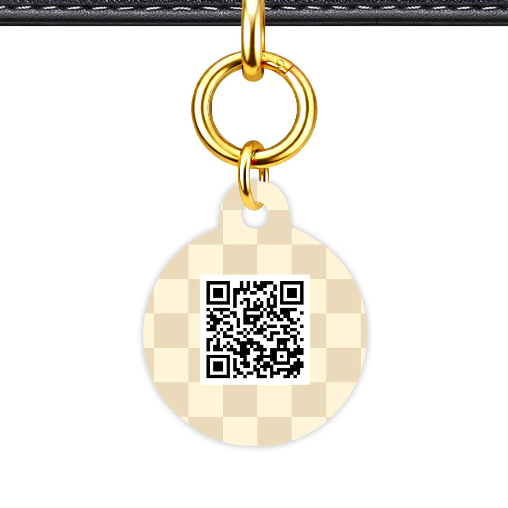 Cream Check QR Smart Pet Id Tag Tag (Dog Tag & Cat Tag)