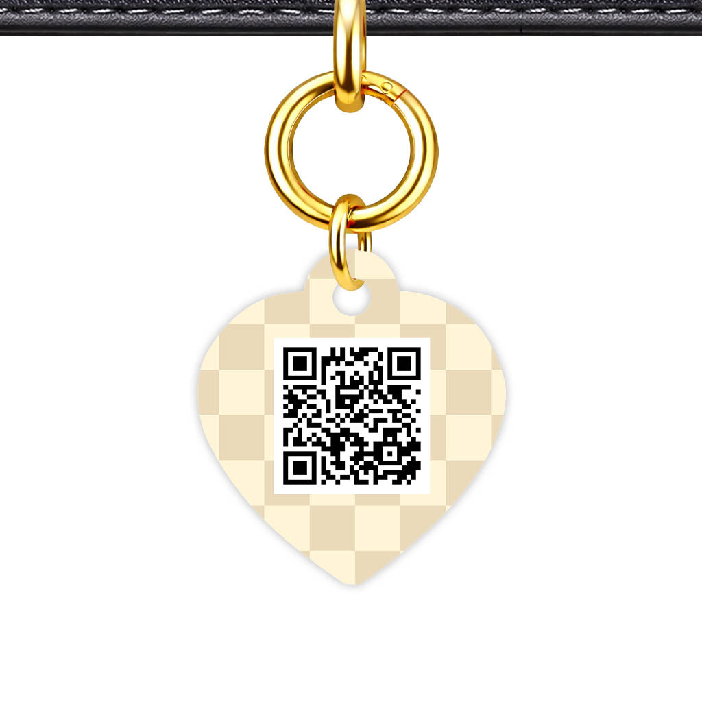 Cream Check QR Smart Pet Id Tag Tag (Dog Tag & Cat Tag)