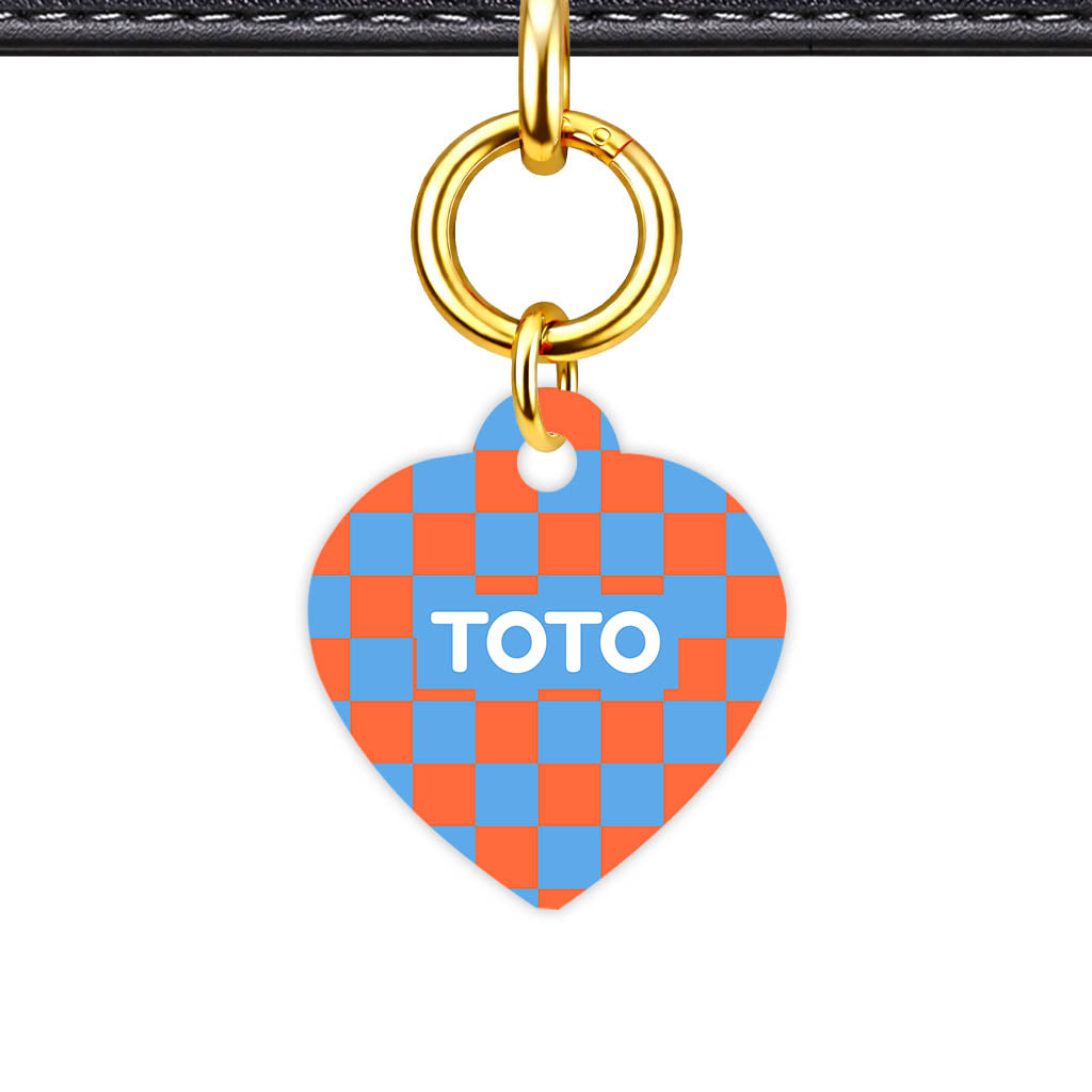 Patterns Dog Tag Gold Classic Vol 5 | 3 Designs | Heart Bone Circle | Pet ID Tag - Classic Id Unique Pop Checker Classic Pet Id Dog Tag And Cat Tag Pattern 0071