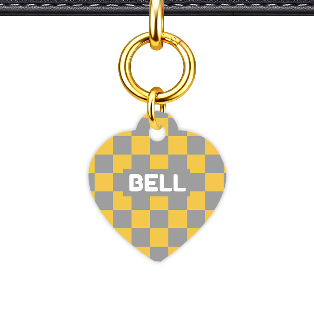 Patterns Dog Tag Gold QR Smart Vol 5 | 5 Designs | Heart Bone Circle | Pet ID Tag - Qr Smart Id Unique Golden Check Qr Smart Pet Id Dog Tag And Cat Tag Pattern 0072
