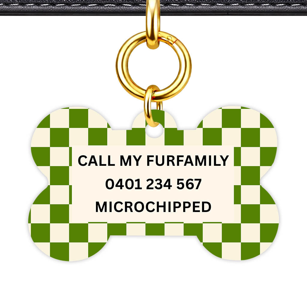 Olive Grove Check Classic Pet ID Tag (Dog Tag & Cat Tag)