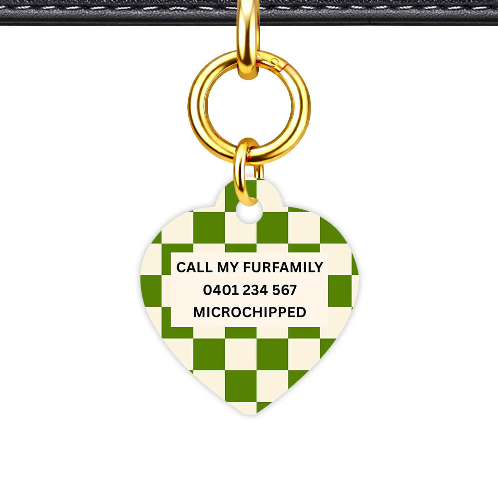 Olive Grove Check Classic Pet ID Tag (Dog Tag & Cat Tag)