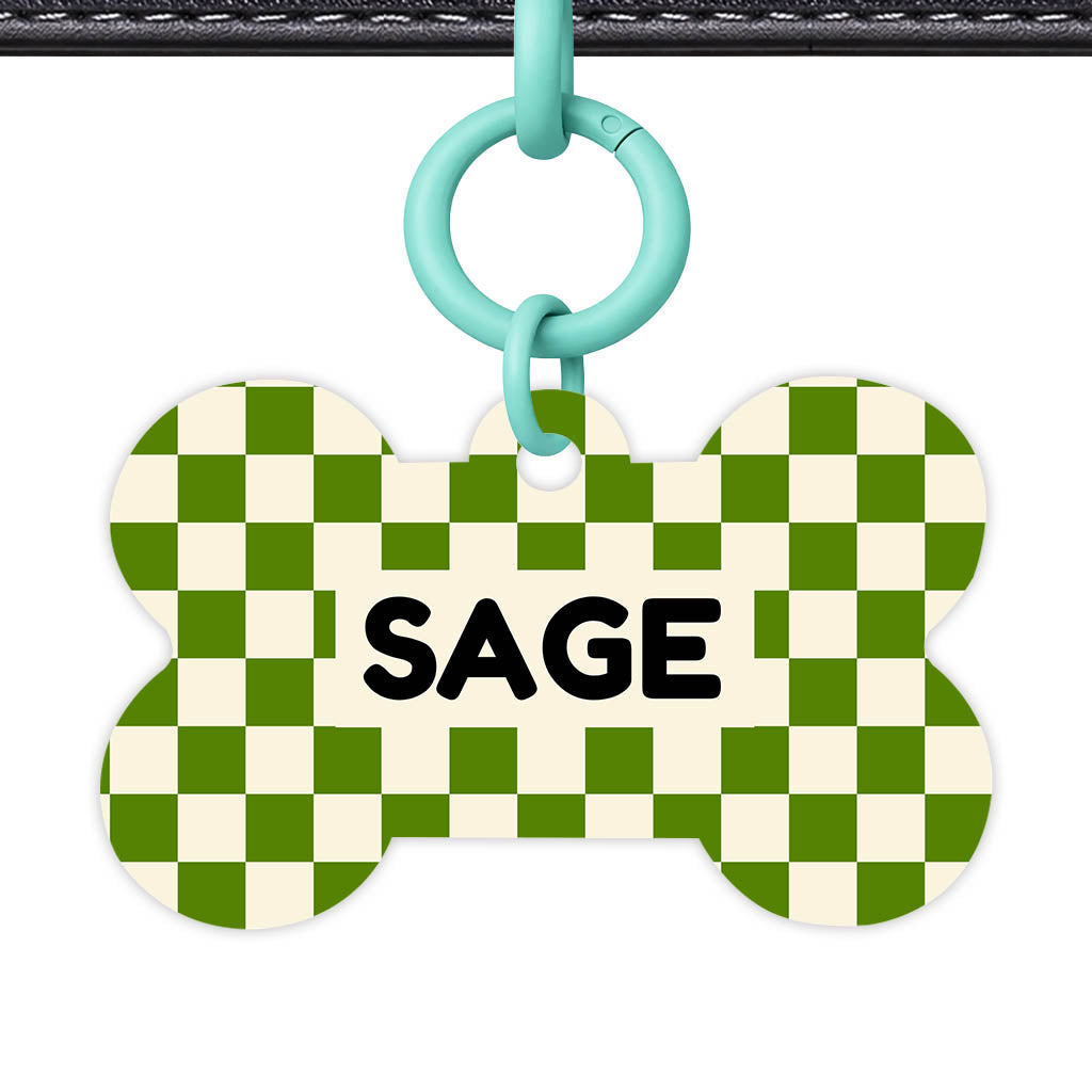 Olive Grove Check QR Smart Pet Id Tag Tag (Dog Tag & Cat Tag)