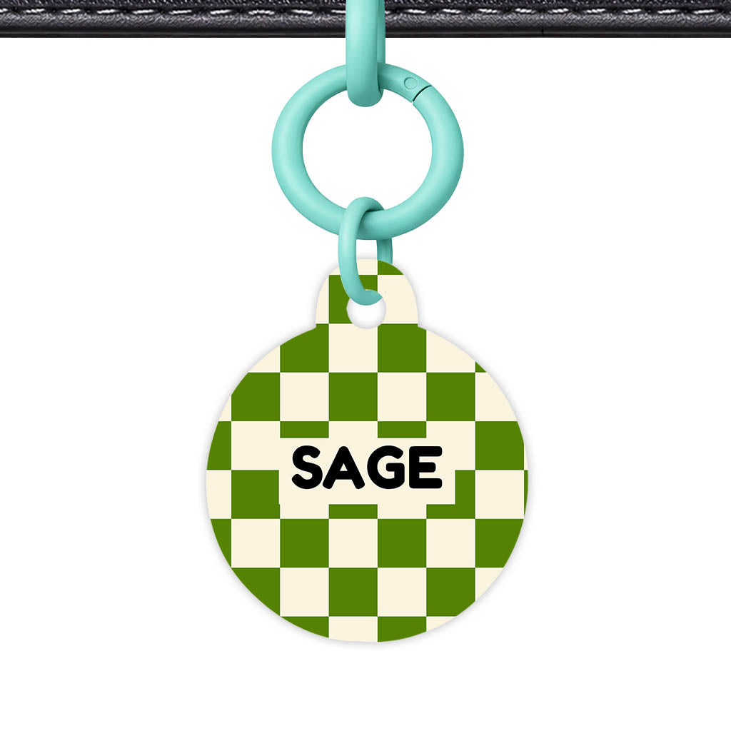 Olive Grove Check Classic Pet ID Tag (Dog Tag & Cat Tag)