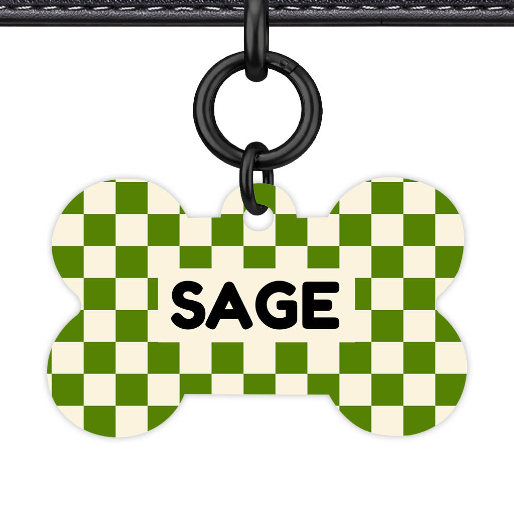 Olive Grove Check Classic Pet ID Tag (Dog Tag & Cat Tag)