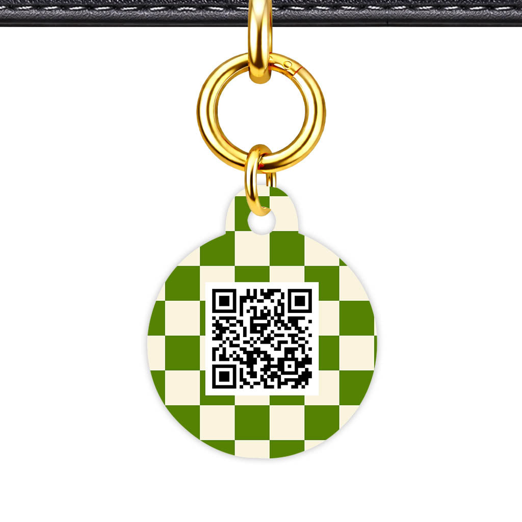 Olive Grove Check QR Smart Pet Id Tag Tag (Dog Tag & Cat Tag)