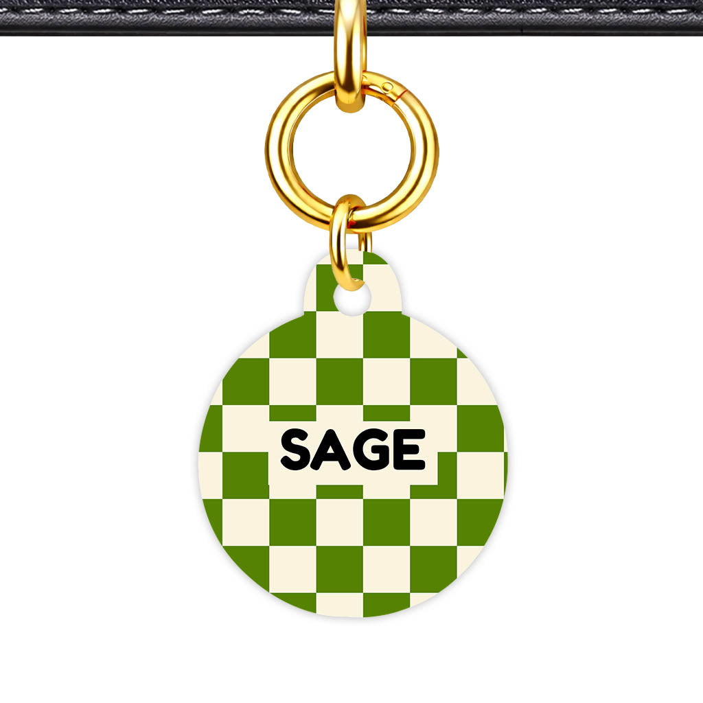 Olive Grove Check QR Smart Pet Id Tag Tag (Dog Tag & Cat Tag)