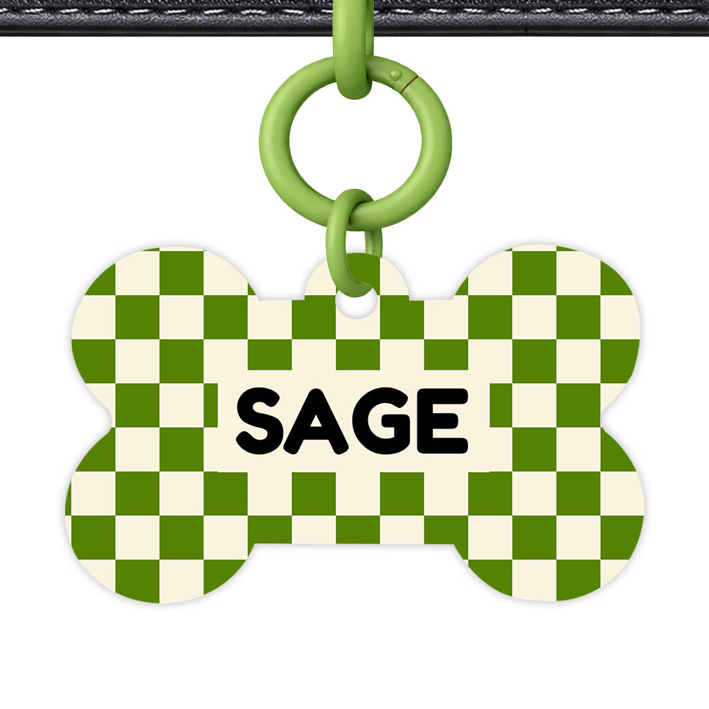 Olive Grove Check QR Smart Pet Id Tag Tag (Dog Tag & Cat Tag)