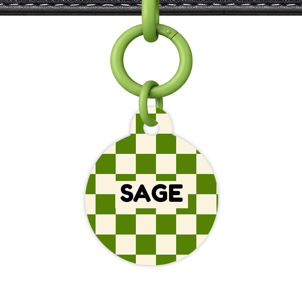 Olive Grove Check QR Smart Pet Id Tag Tag (Dog Tag & Cat Tag)
