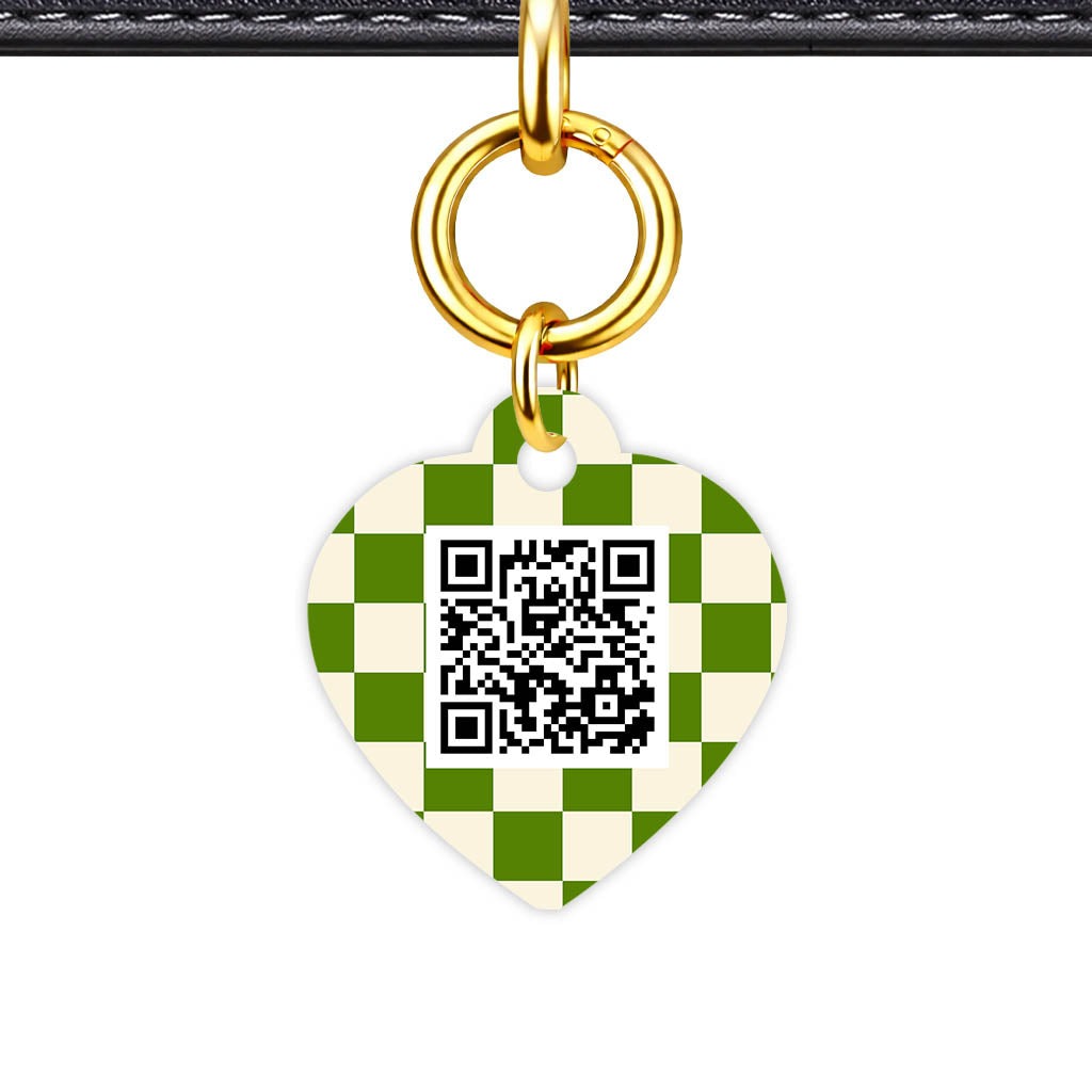 Olive Grove Check QR Smart Pet Id Tag Tag (Dog Tag & Cat Tag)