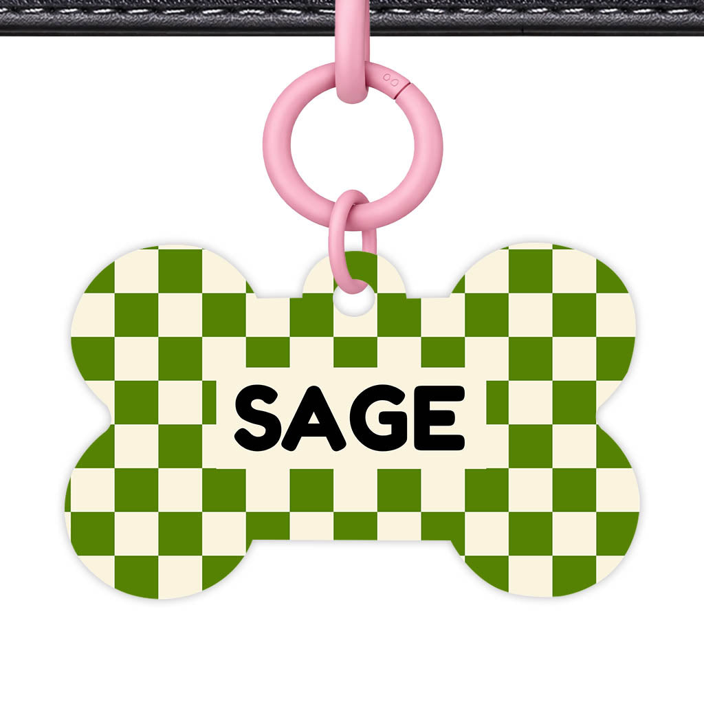 Olive Grove Check Classic Pet ID Tag (Dog Tag & Cat Tag)
