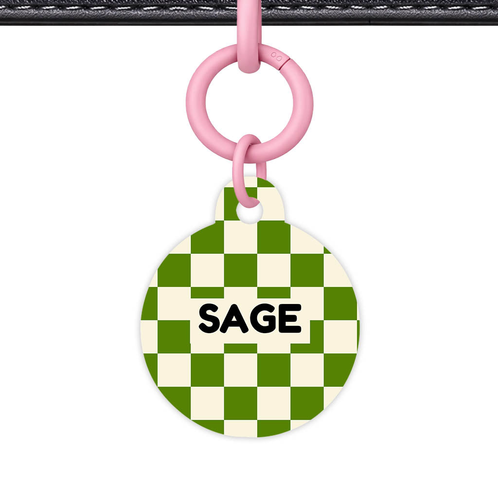 Olive Grove Check Classic Pet ID Tag (Dog Tag & Cat Tag)
