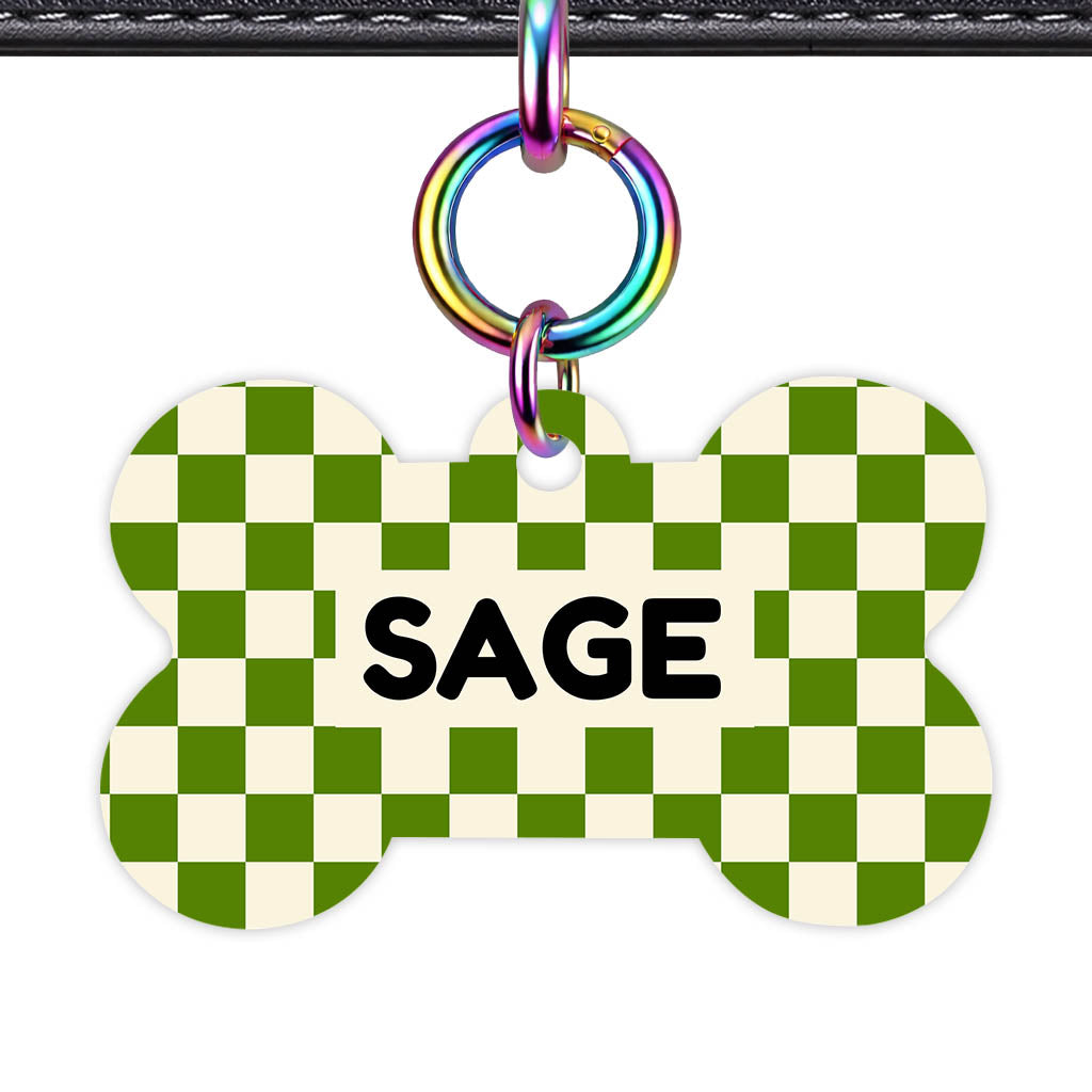 Olive Grove Check QR Smart Pet Id Tag Tag (Dog Tag & Cat Tag)