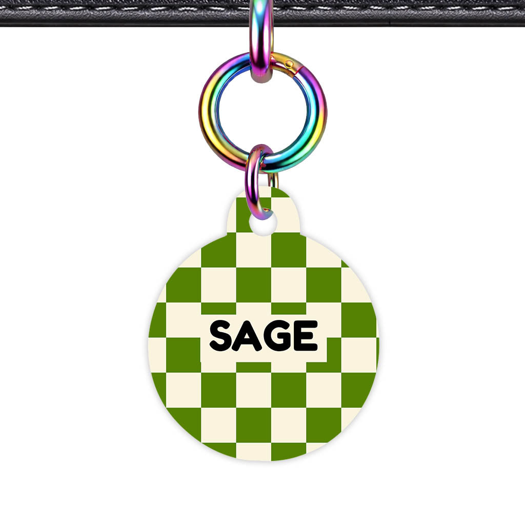 Olive Grove Check QR Smart Pet Id Tag Tag (Dog Tag & Cat Tag)