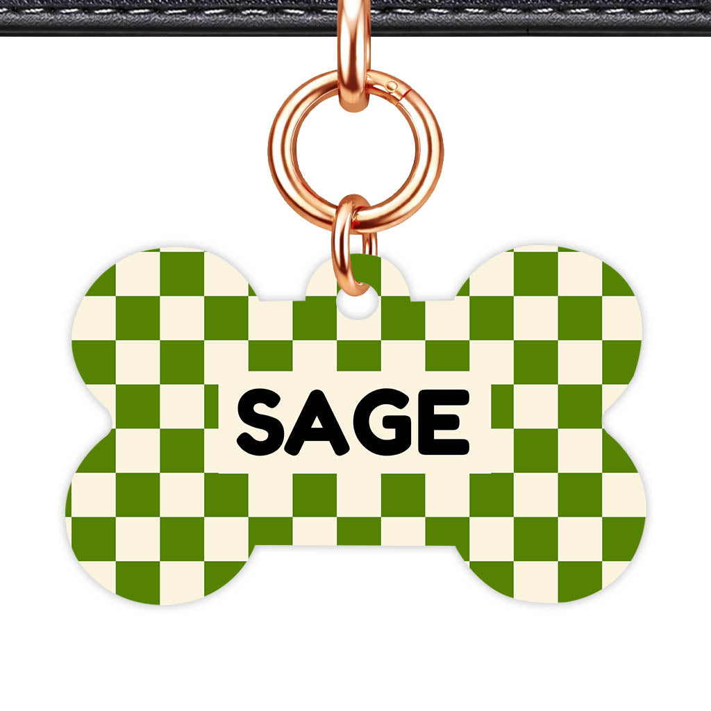 Olive Grove Check QR Smart Pet Id Tag Tag (Dog Tag & Cat Tag)