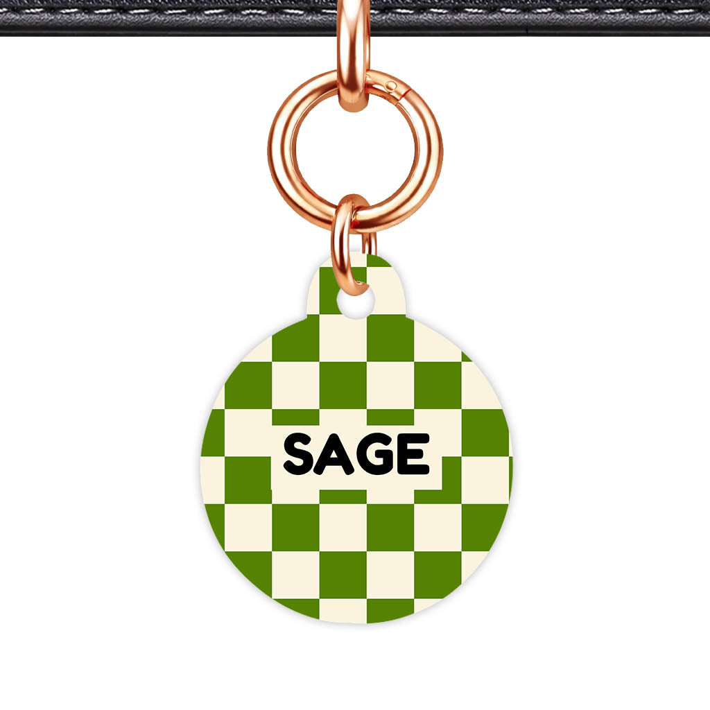 Olive Grove Check QR Smart Pet Id Tag Tag (Dog Tag & Cat Tag)