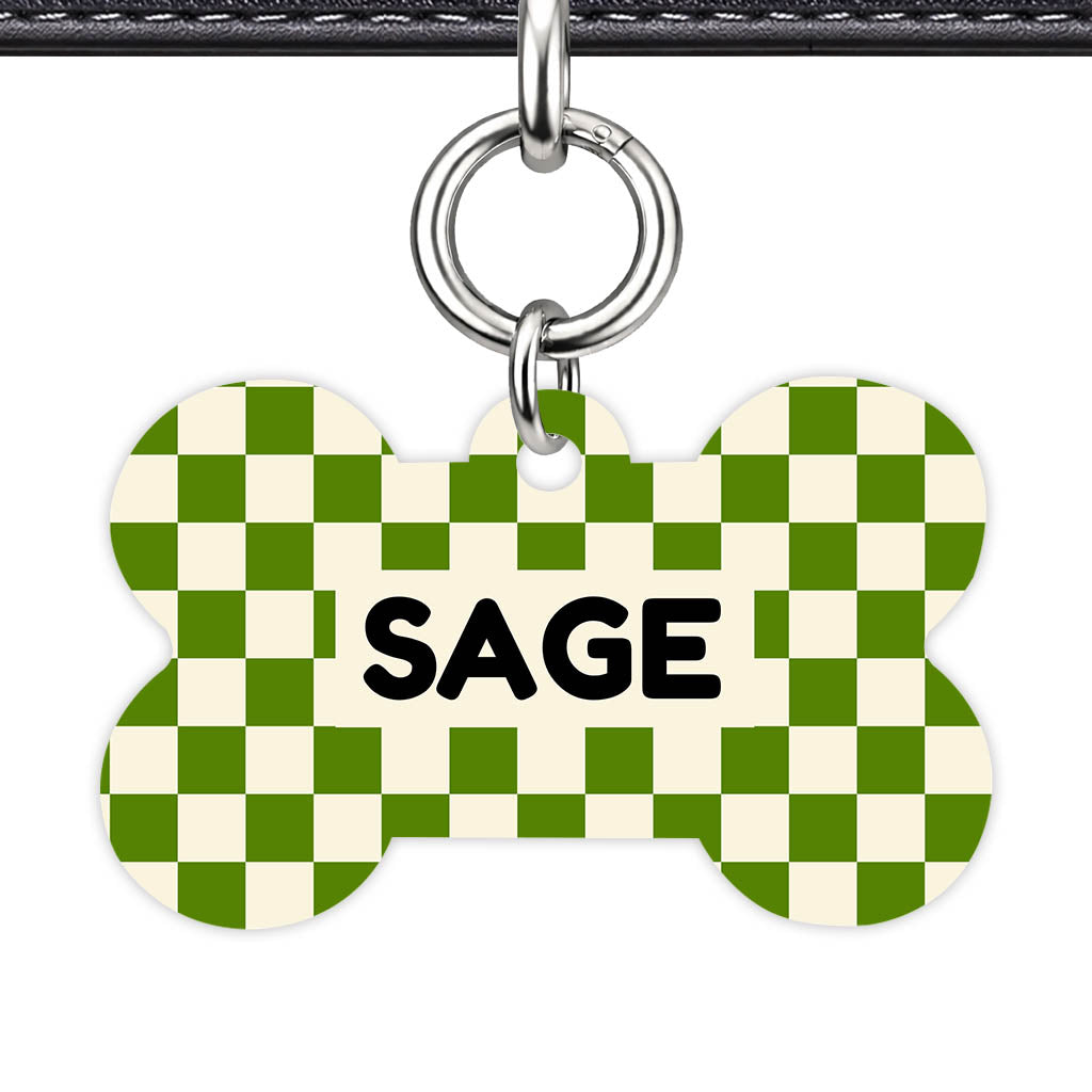 Olive Grove Check QR Smart Pet Id Tag Tag (Dog Tag & Cat Tag)