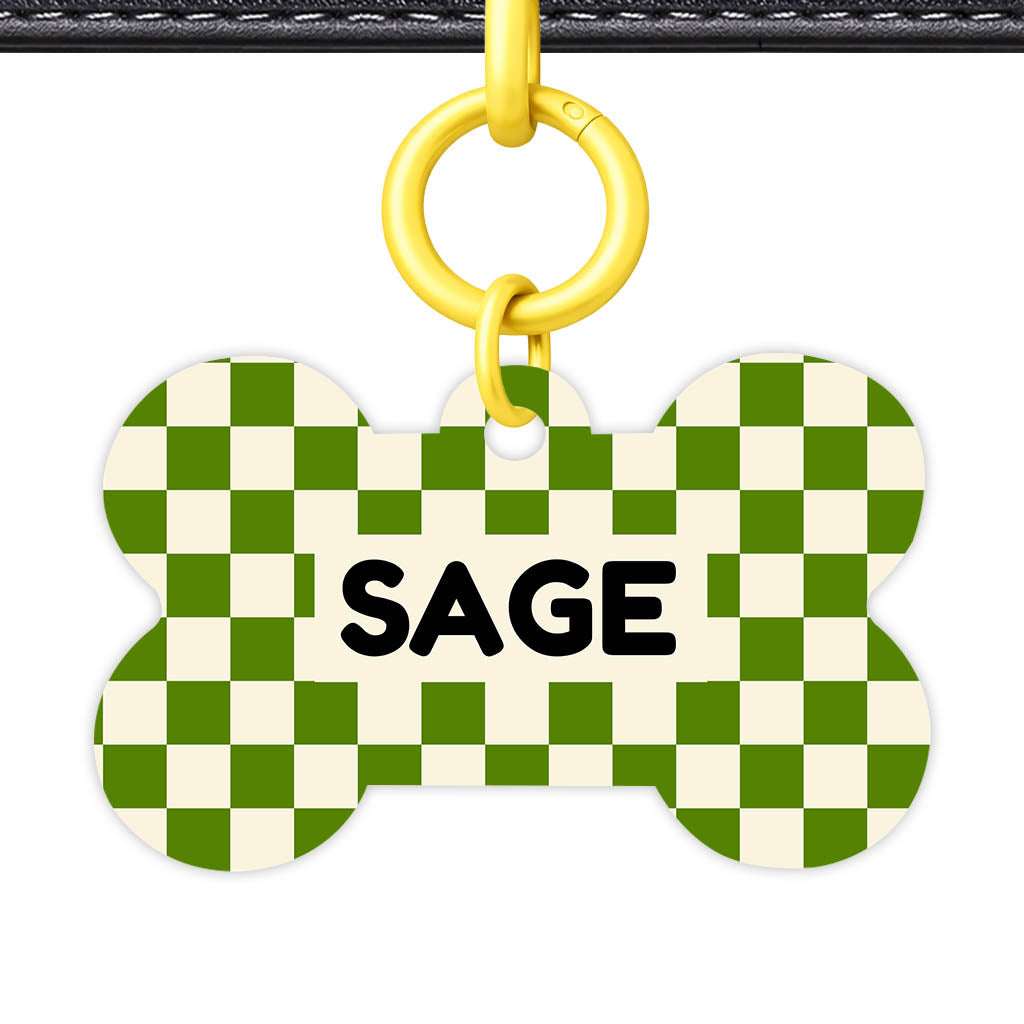 Olive Grove Check QR Smart Pet Id Tag Tag (Dog Tag & Cat Tag)