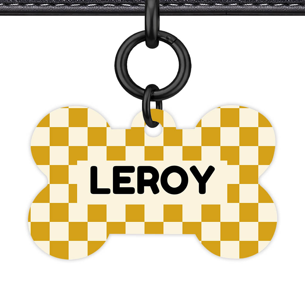 Mustard Check QR Smart Pet Id Tag Tag (Dog Tag & Cat Tag)