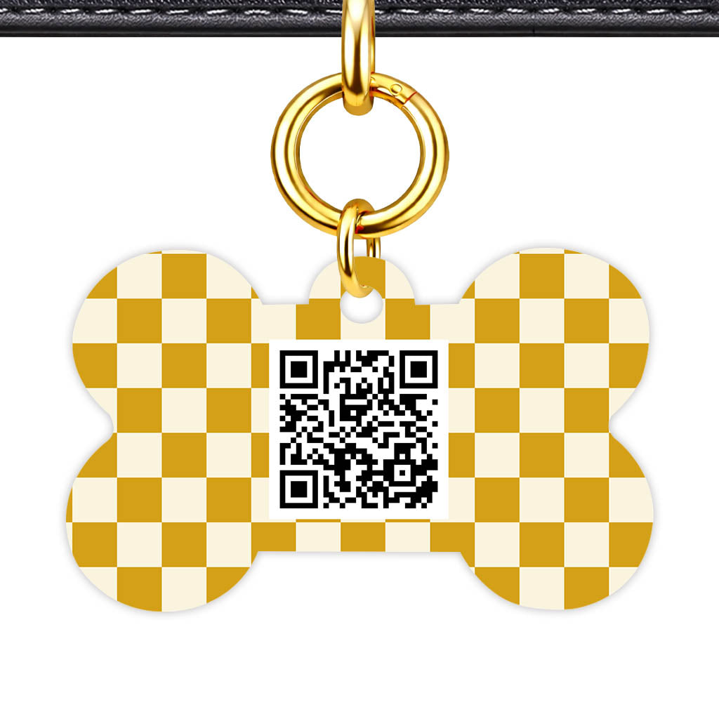 Mustard Check QR Smart Pet Id Tag Tag (Dog Tag & Cat Tag)