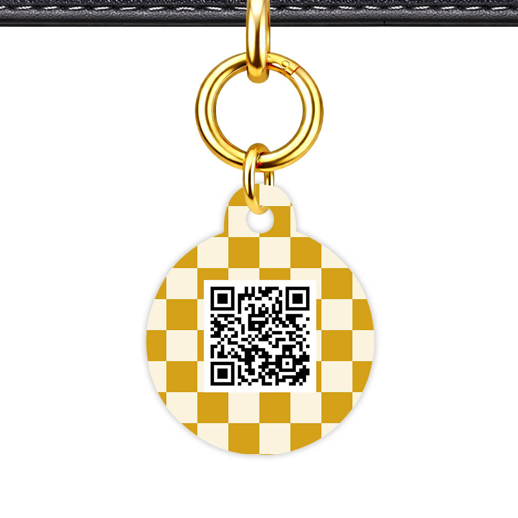 Mustard Check QR Smart Pet Id Tag Tag (Dog Tag & Cat Tag)