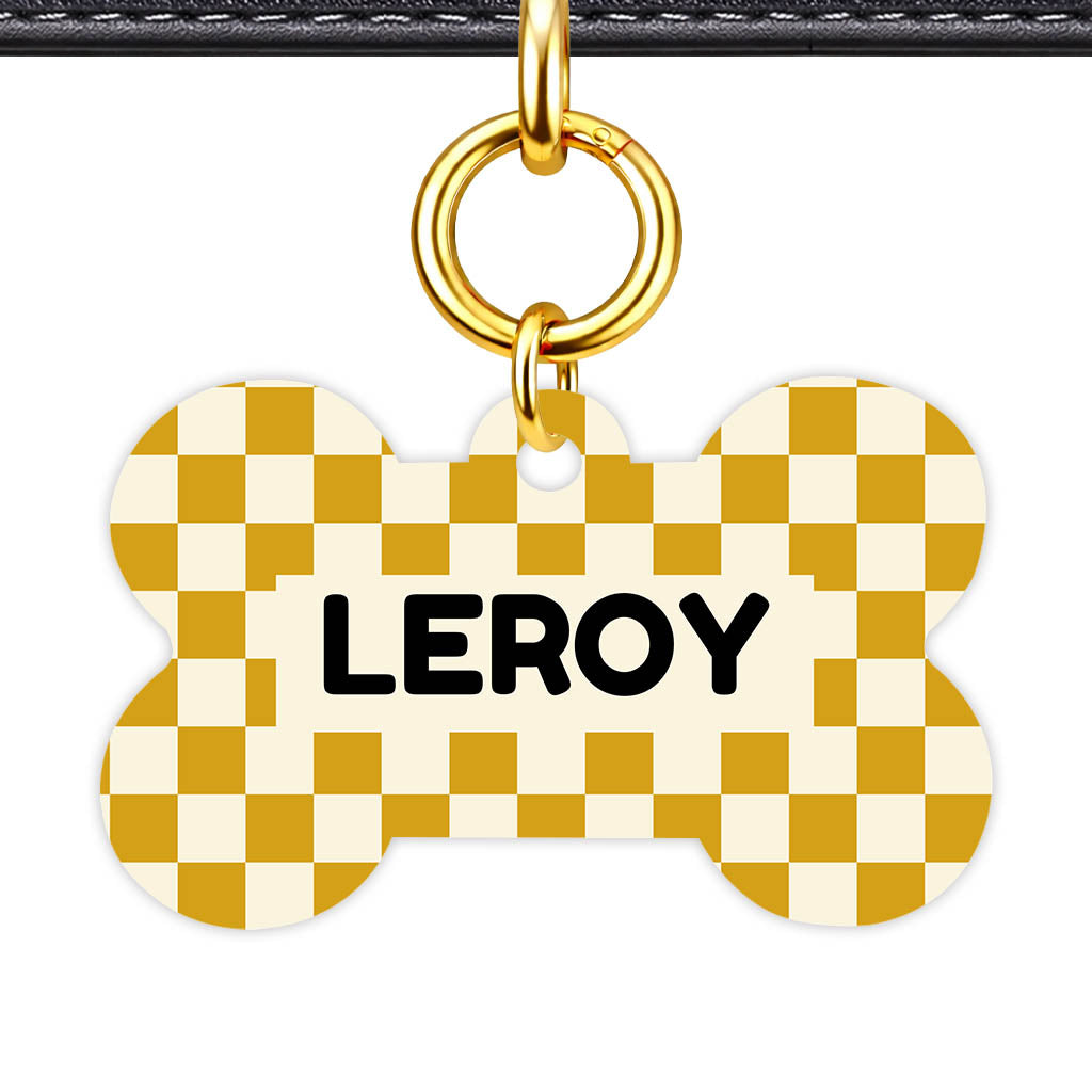Mustard Check QR Smart Pet Id Tag Tag (Dog Tag & Cat Tag)