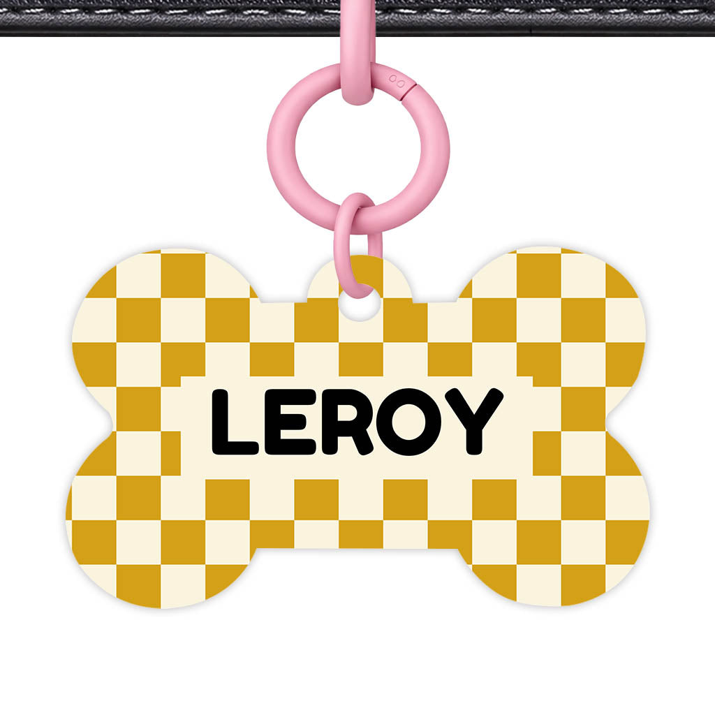 Mustard Check QR Smart Pet Id Tag Tag (Dog Tag & Cat Tag)
