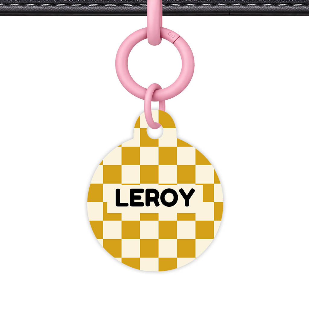 Mustard Check QR Smart Pet Id Tag Tag (Dog Tag & Cat Tag)