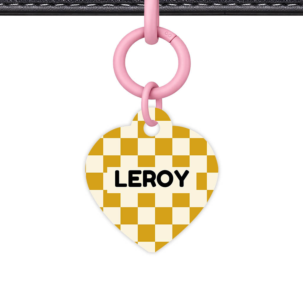 Mustard Check QR Smart Pet Id Tag Tag (Dog Tag & Cat Tag)