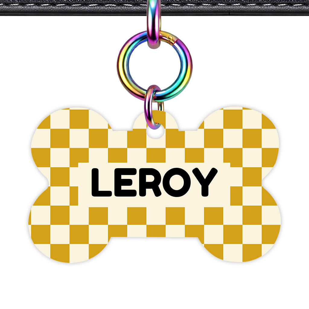 Mustard Check QR Smart Pet Id Tag Tag (Dog Tag & Cat Tag)