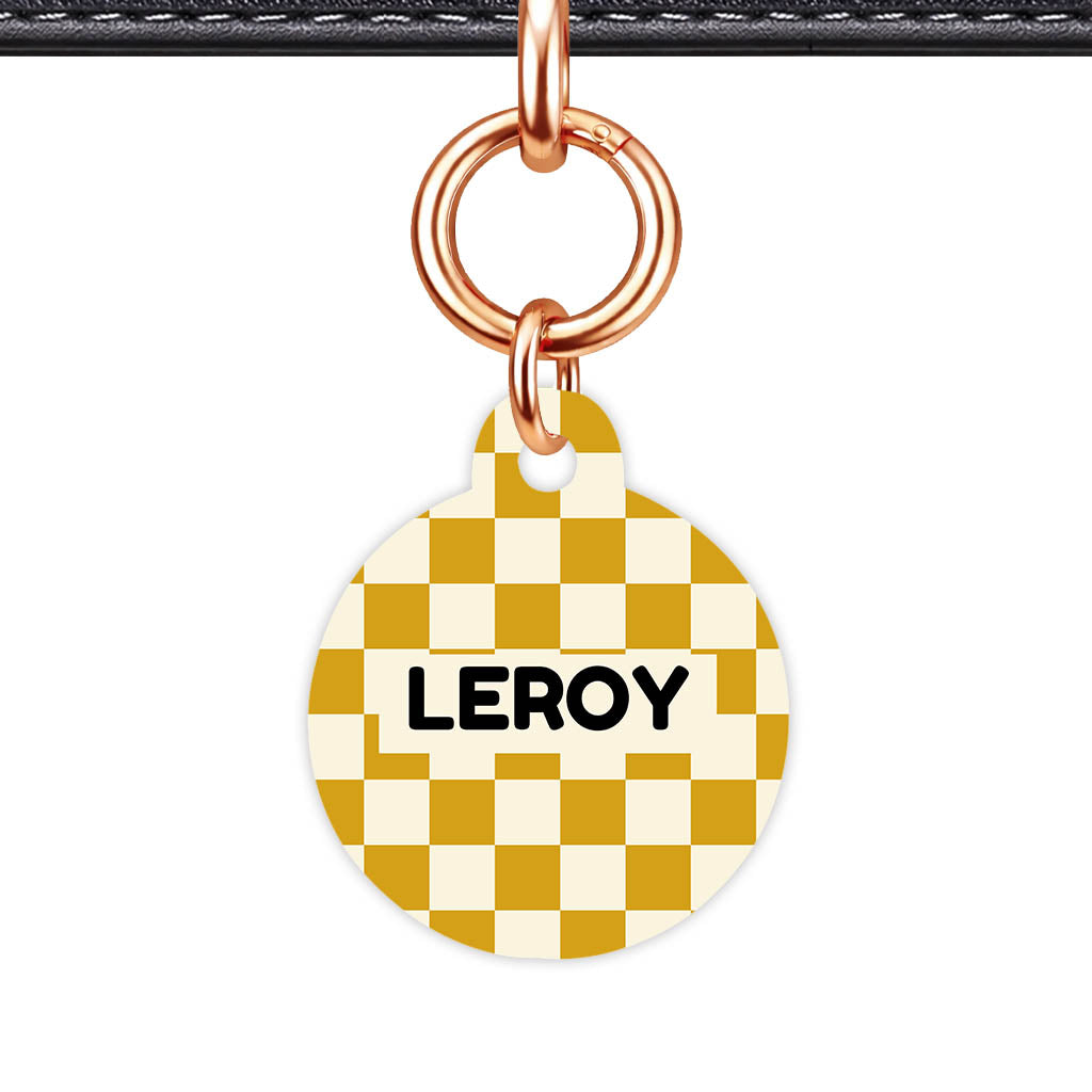 Mustard Check QR Smart Pet Id Tag Tag (Dog Tag & Cat Tag)