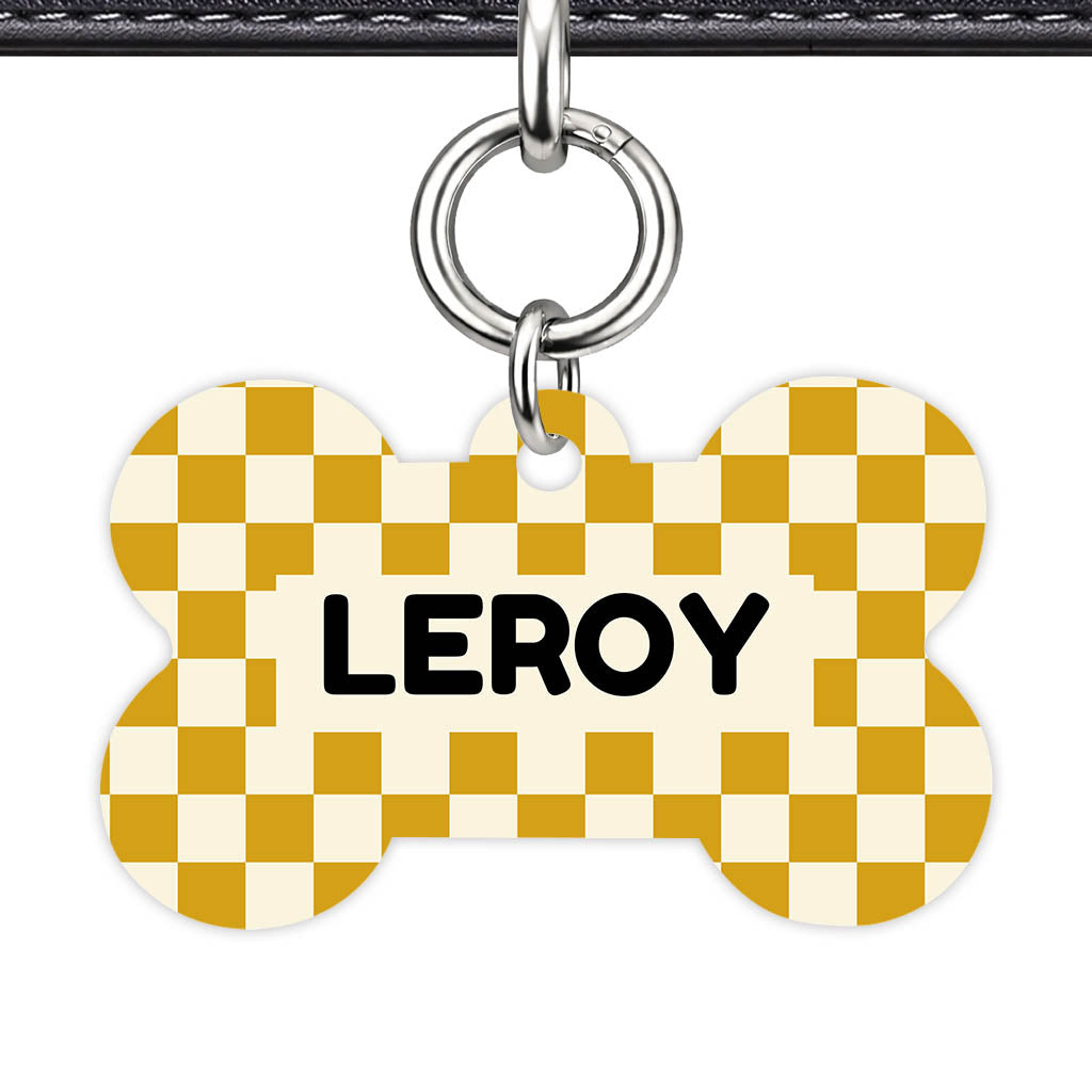 Mustard Check QR Smart Pet Id Tag Tag (Dog Tag & Cat Tag)