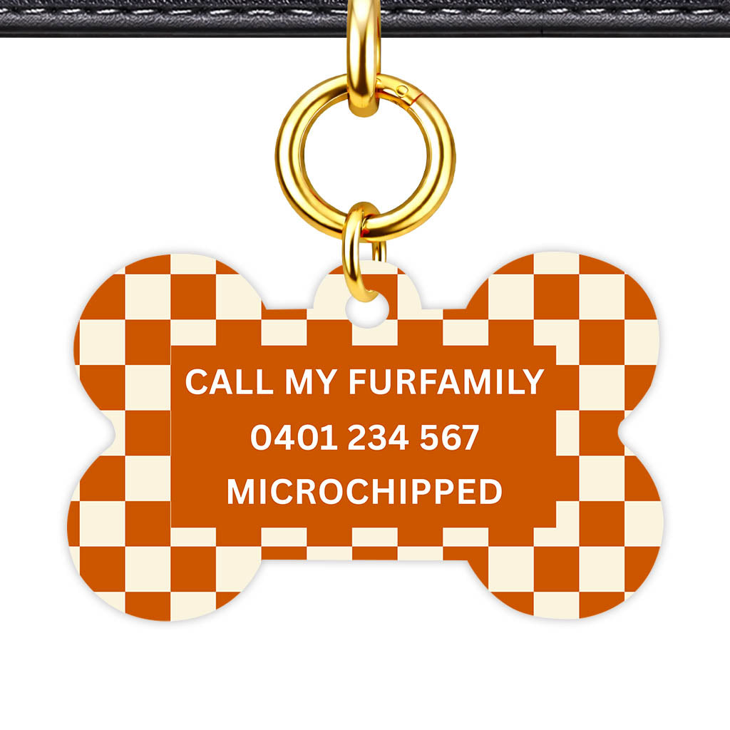 Orange Checker Classic Pet ID Tag (Dog Tag & Cat Tag)