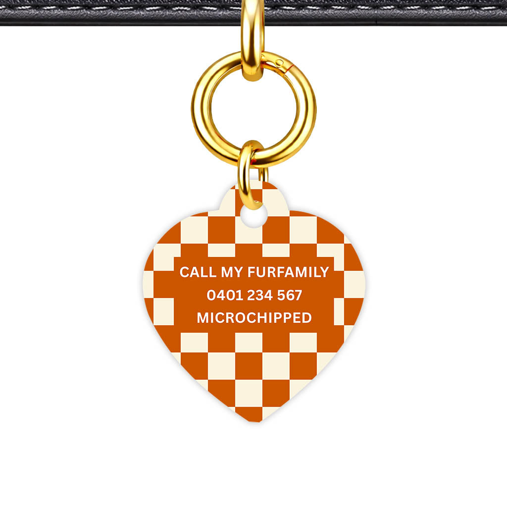 Orange Checker Classic Pet ID Tag - alternate view