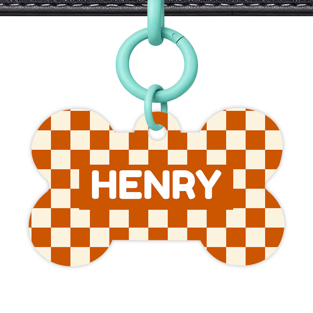 Orange Checker Classic Pet ID Tag (Dog Tag & Cat Tag)