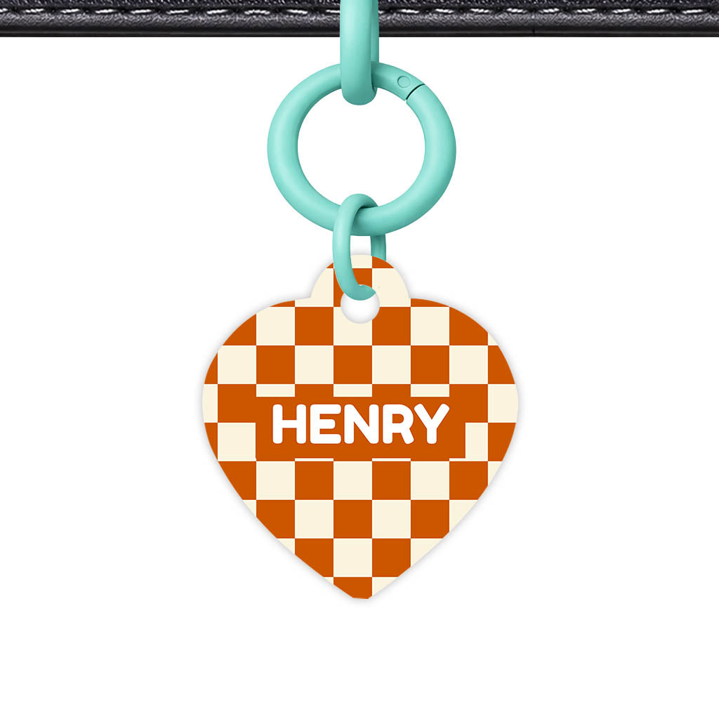 Orange Checker QR Smart Pet Id Tag Tag (Dog Tag & Cat Tag)