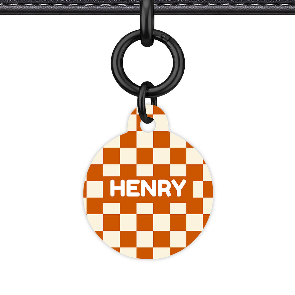 Orange Checker Classic Pet ID Tag (Dog Tag & Cat Tag)