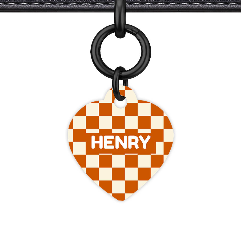 Orange Checker QR Smart Pet Id Tag Tag (Dog Tag & Cat Tag)