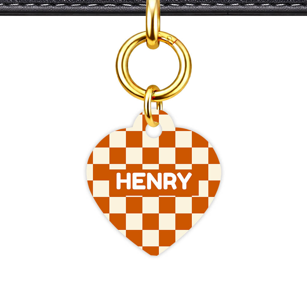 Orange Checker Classic Pet ID Tag | Dogsy & Co