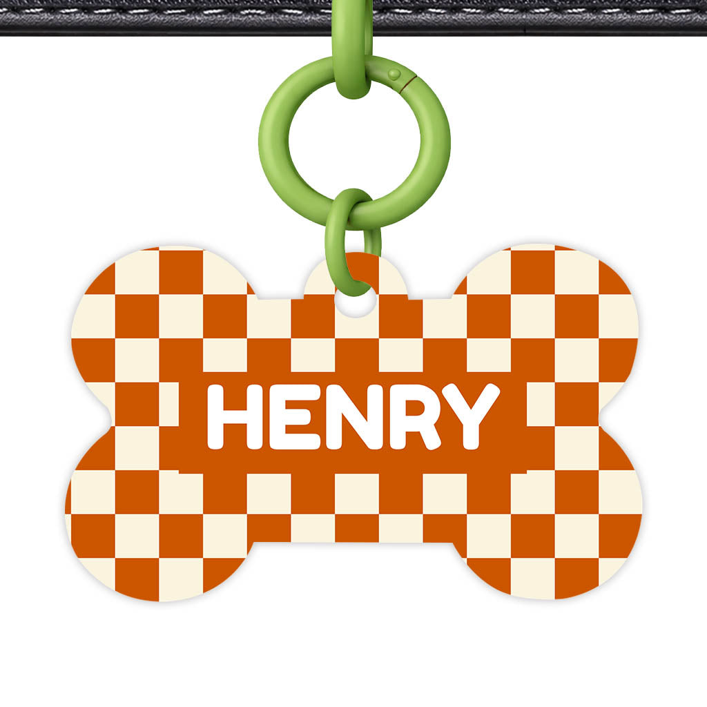 Orange Checker Classic Pet ID Tag (Dog Tag & Cat Tag)