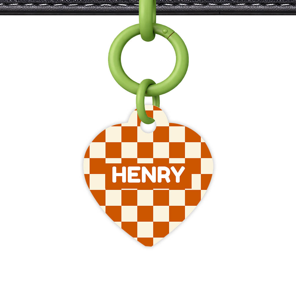 Orange Checker Classic Pet ID Tag (Dog Tag & Cat Tag)