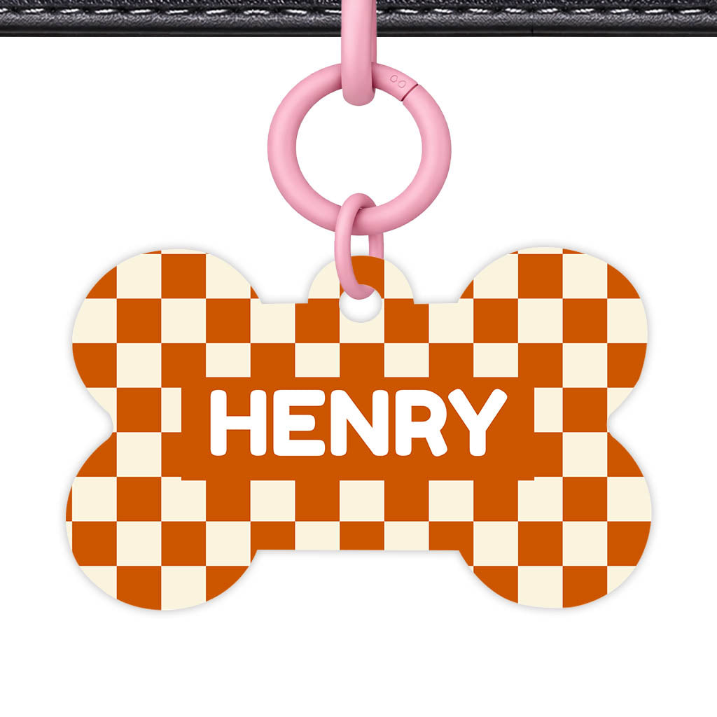 Orange Checker Classic Pet ID Tag (Dog Tag & Cat Tag)