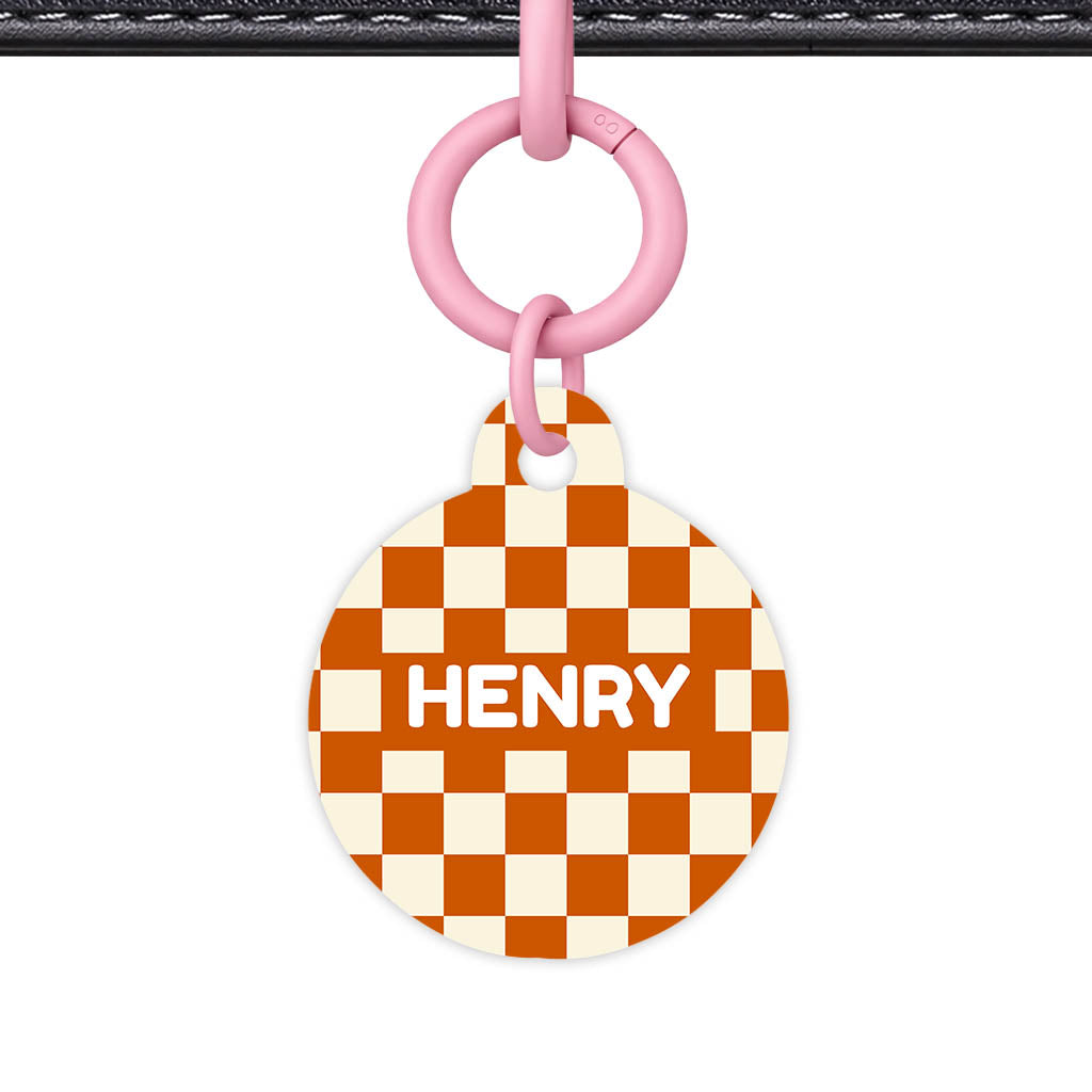 Orange Checker Classic Pet ID Tag (Dog Tag & Cat Tag)