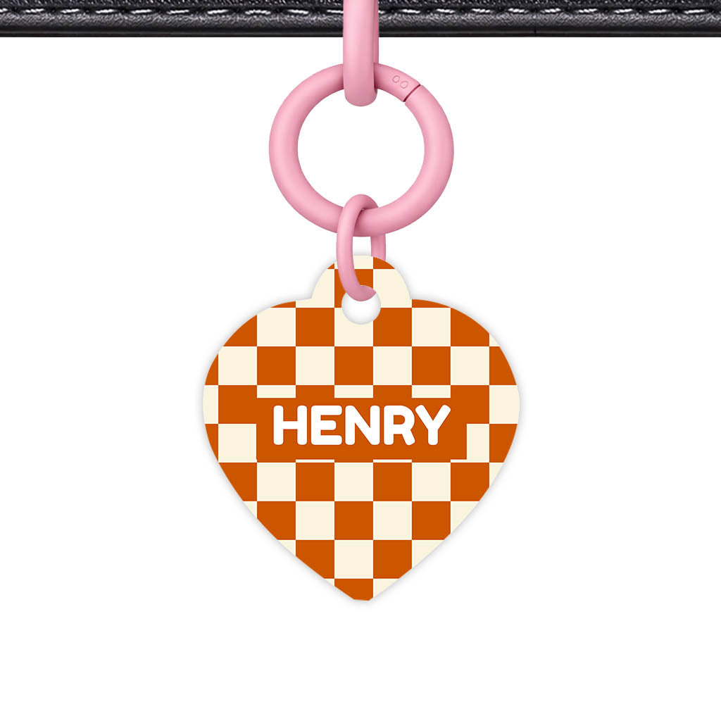 Orange Checker Classic Pet ID Tag (Dog Tag & Cat Tag)