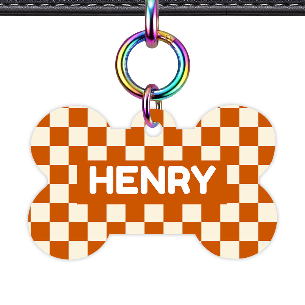 Orange Checker Classic Pet ID Tag (Dog Tag & Cat Tag)