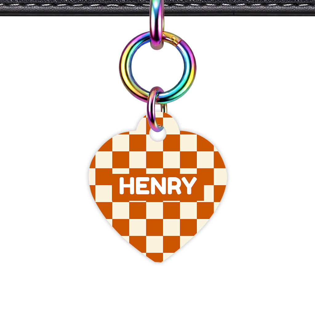 Orange Checker Classic Pet ID Tag (Dog Tag & Cat Tag)