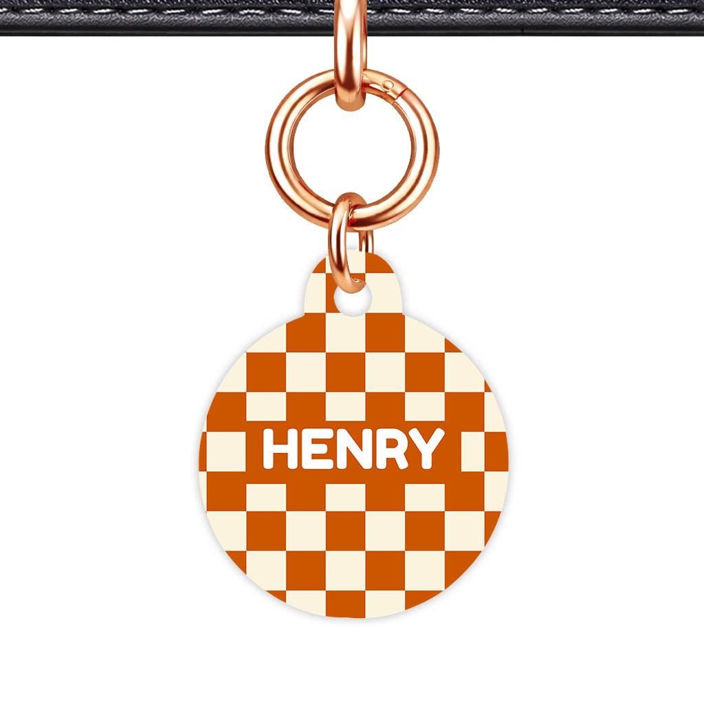 Orange Checker Classic Pet ID Tag (Dog Tag & Cat Tag)