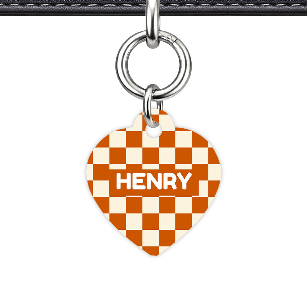 Orange Checker QR Smart Pet Id Tag Tag (Dog Tag & Cat Tag)